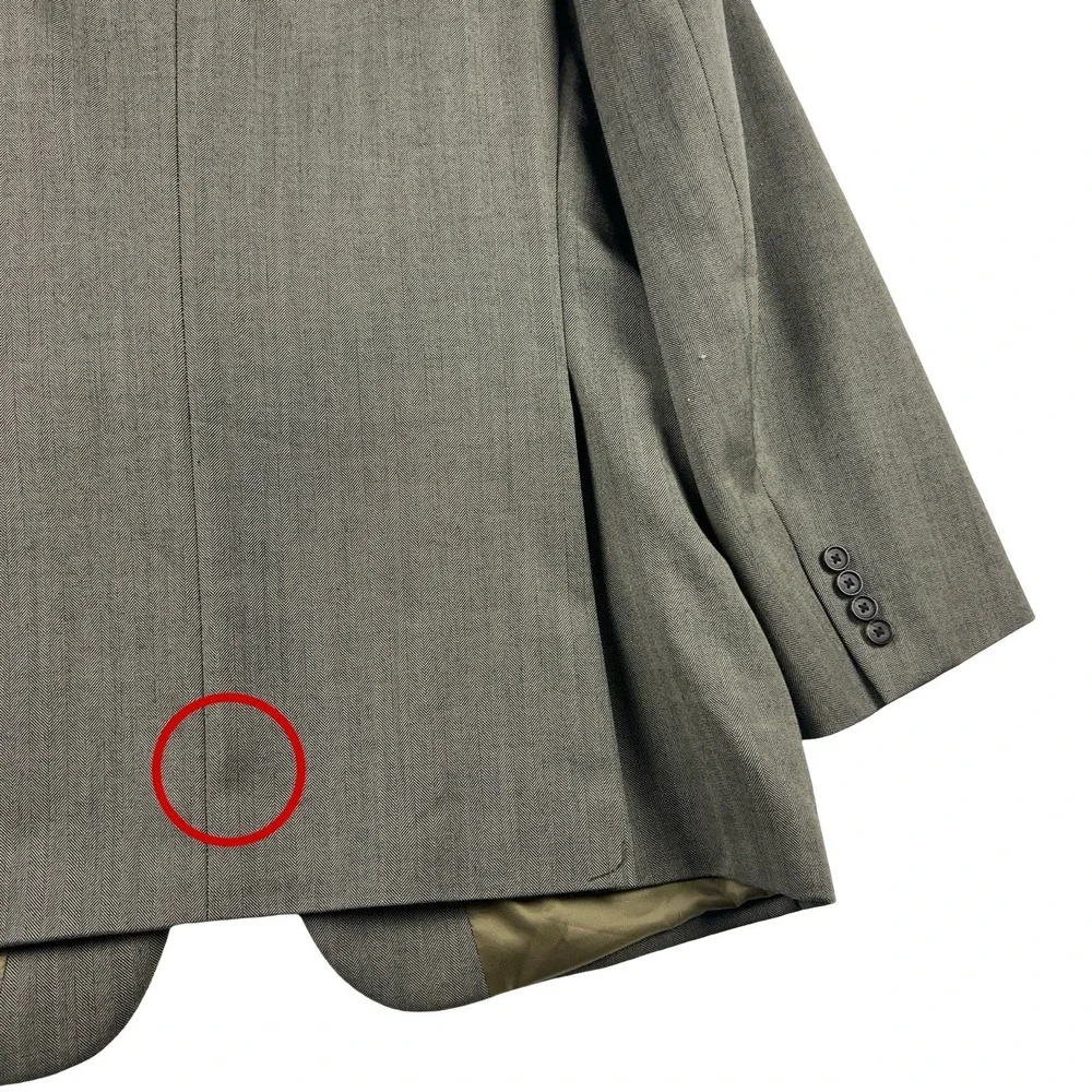 Lauren Ralph Lauren Sport Coat Mens 44L Brown Herringbone 100% Wool Blazer - Picture 12 of 13